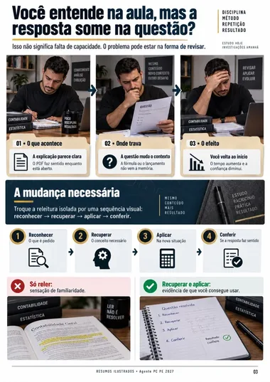Página real comparando estudo tradicional e resumos visuais