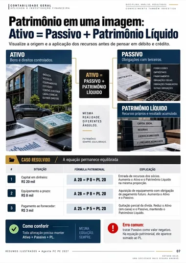 Página real sobre Ativo, Passivo e Patrimônio Líquido